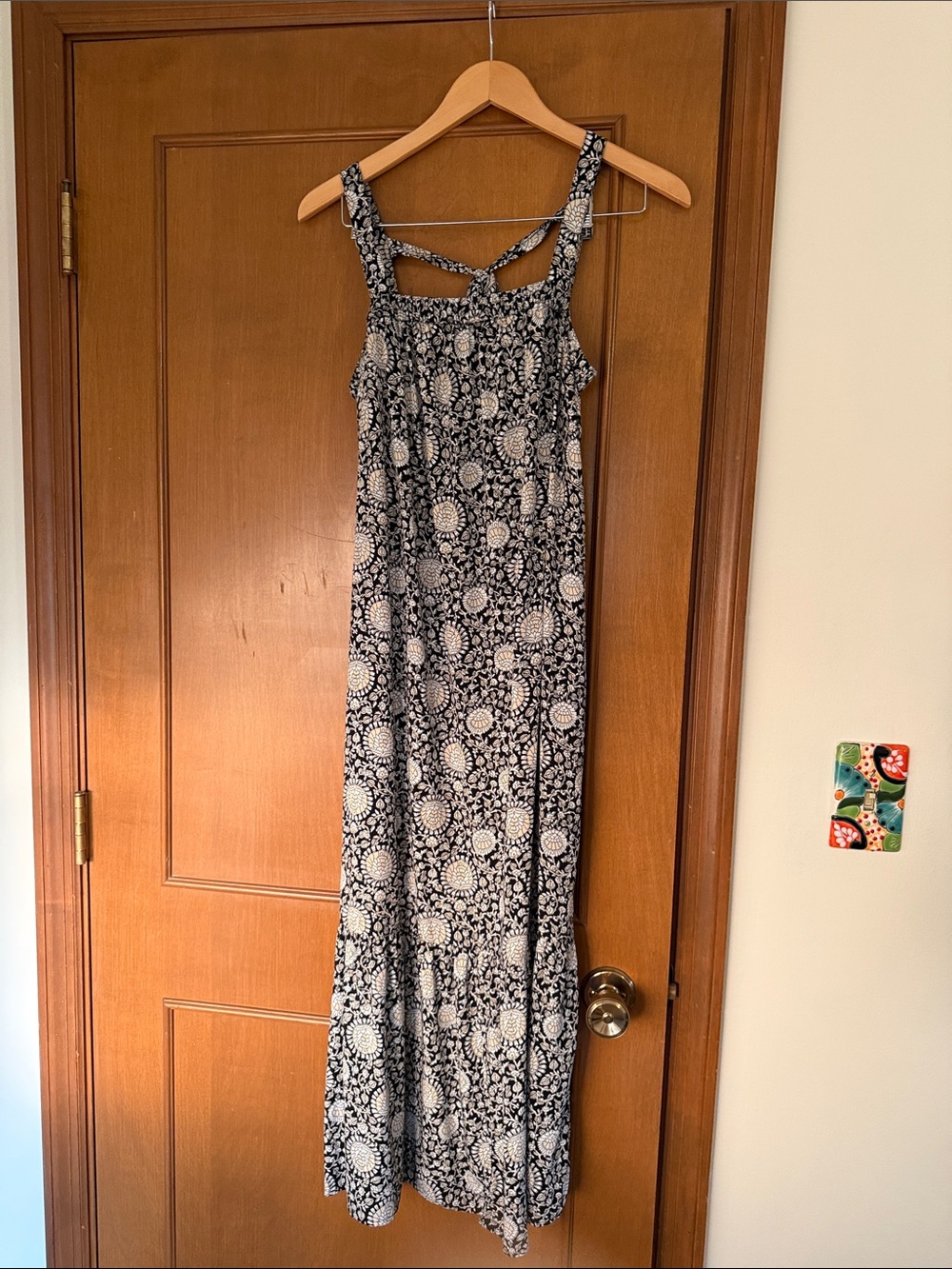 Old Navy Black and White Floral Medallion Maxi Dress